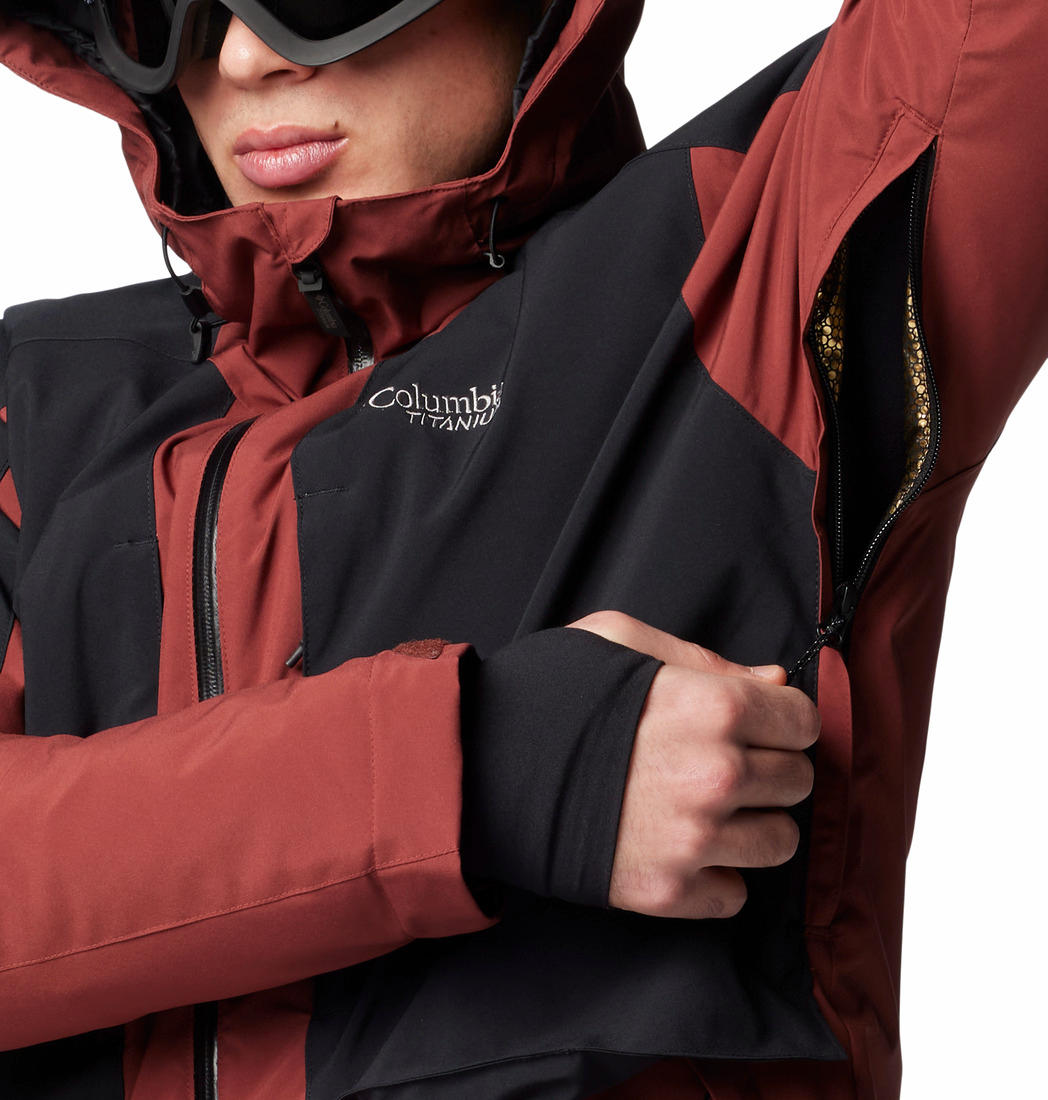 A Men Wearing Columbia Men Red Highland Summit II Jacket