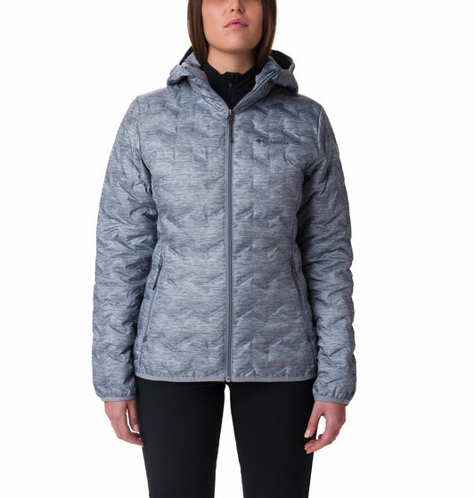 Columbia Women Grey Delta Ridge Down Hooded Jacket