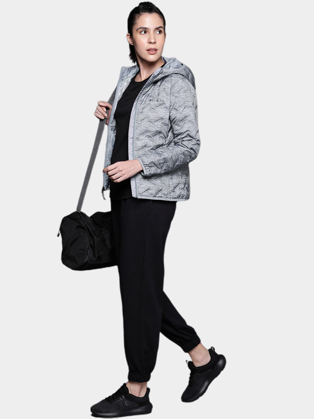 Columbia Women Grey Delta Ridge Down Hooded Jacket