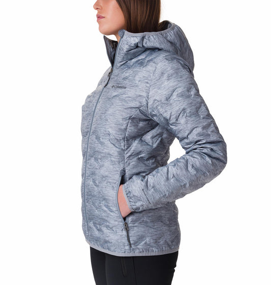 Columbia Women Grey Delta Ridge Down Hooded Jacket