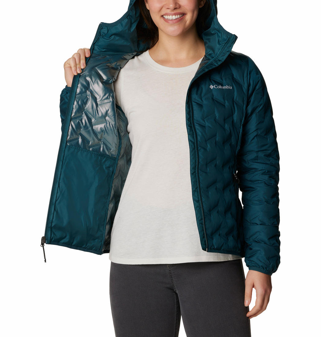 Columbia Women Navy Blue Delta Ridge Down Hooded Jacket