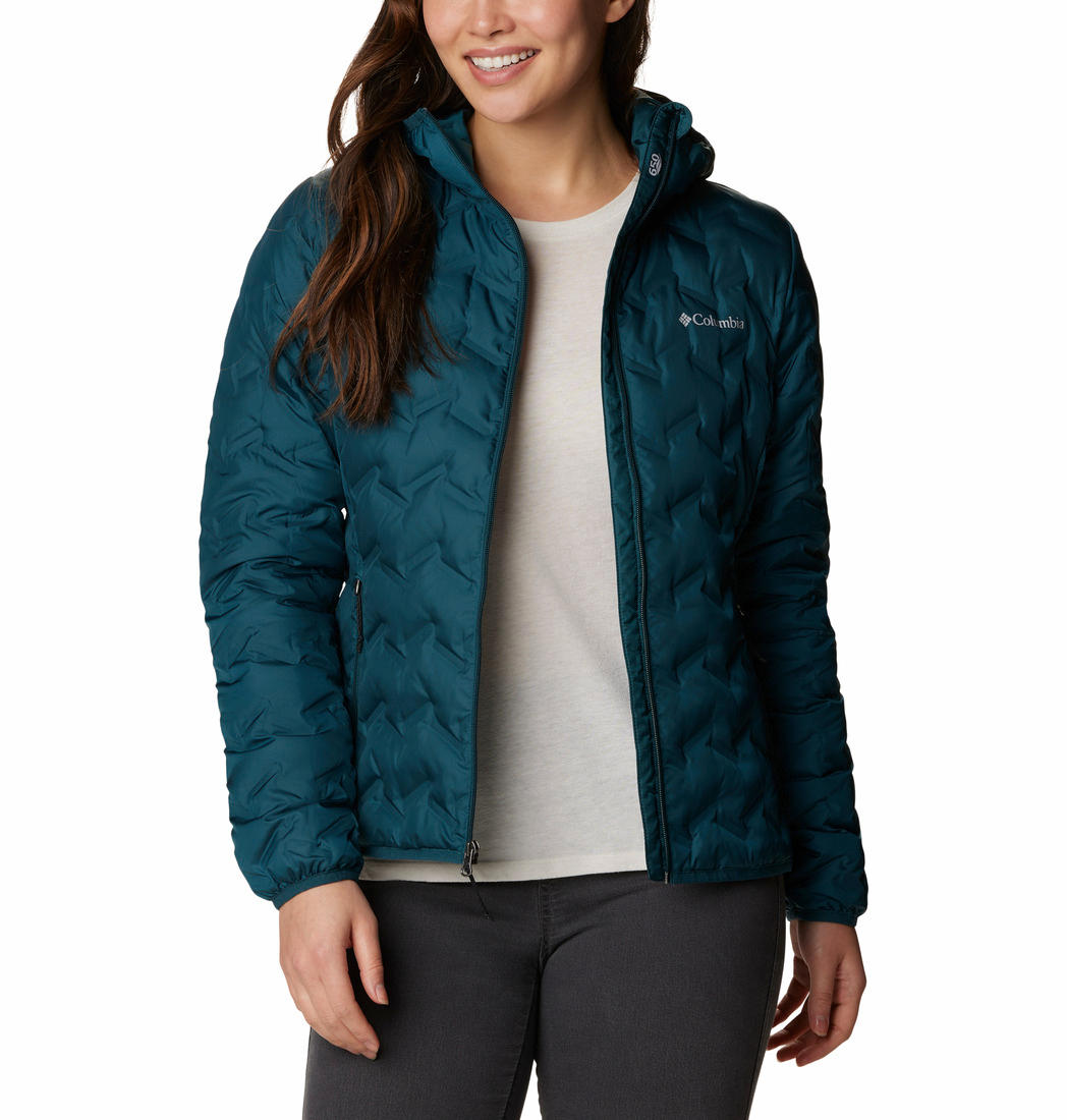 Columbia Women Navy Blue Delta Ridge Down Hooded Jacket