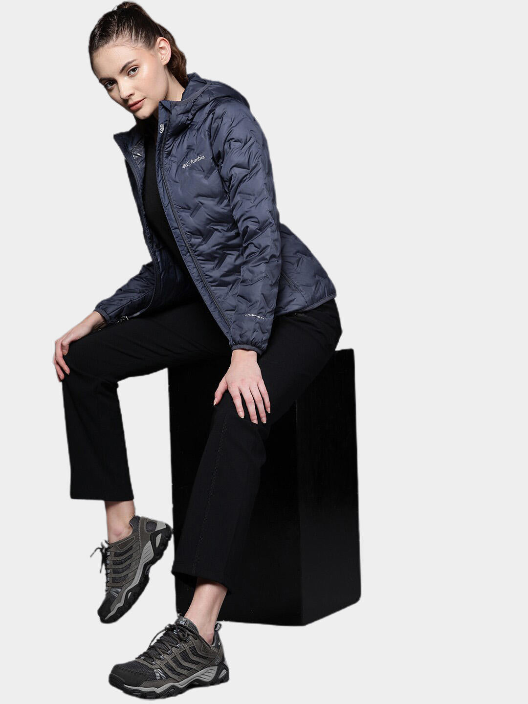 Columbia Women Blue Omni-Heat Reflective Delta Ridge Hooded Down Jacket