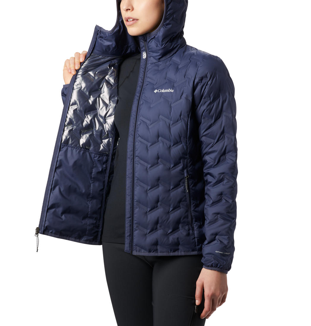 Columbia Women Blue Omni-Heat Reflective Delta Ridge Hooded Down Jacket