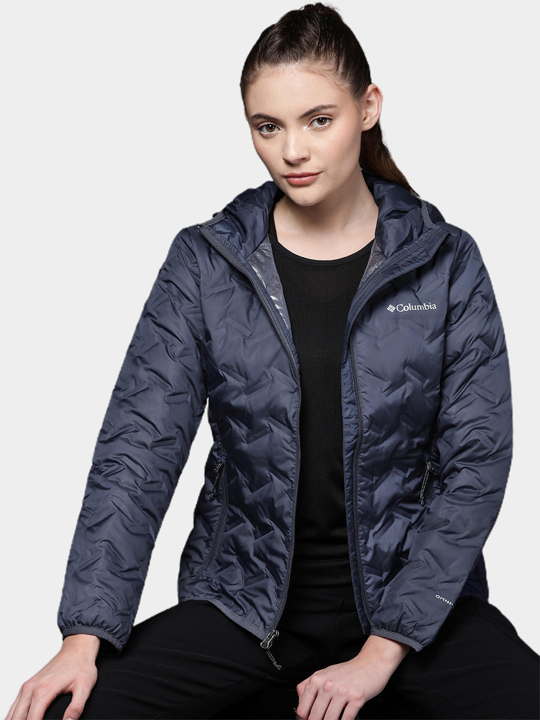 Columbia Women Blue Omni-Heat Reflective Delta Ridge Hooded Down Jacket