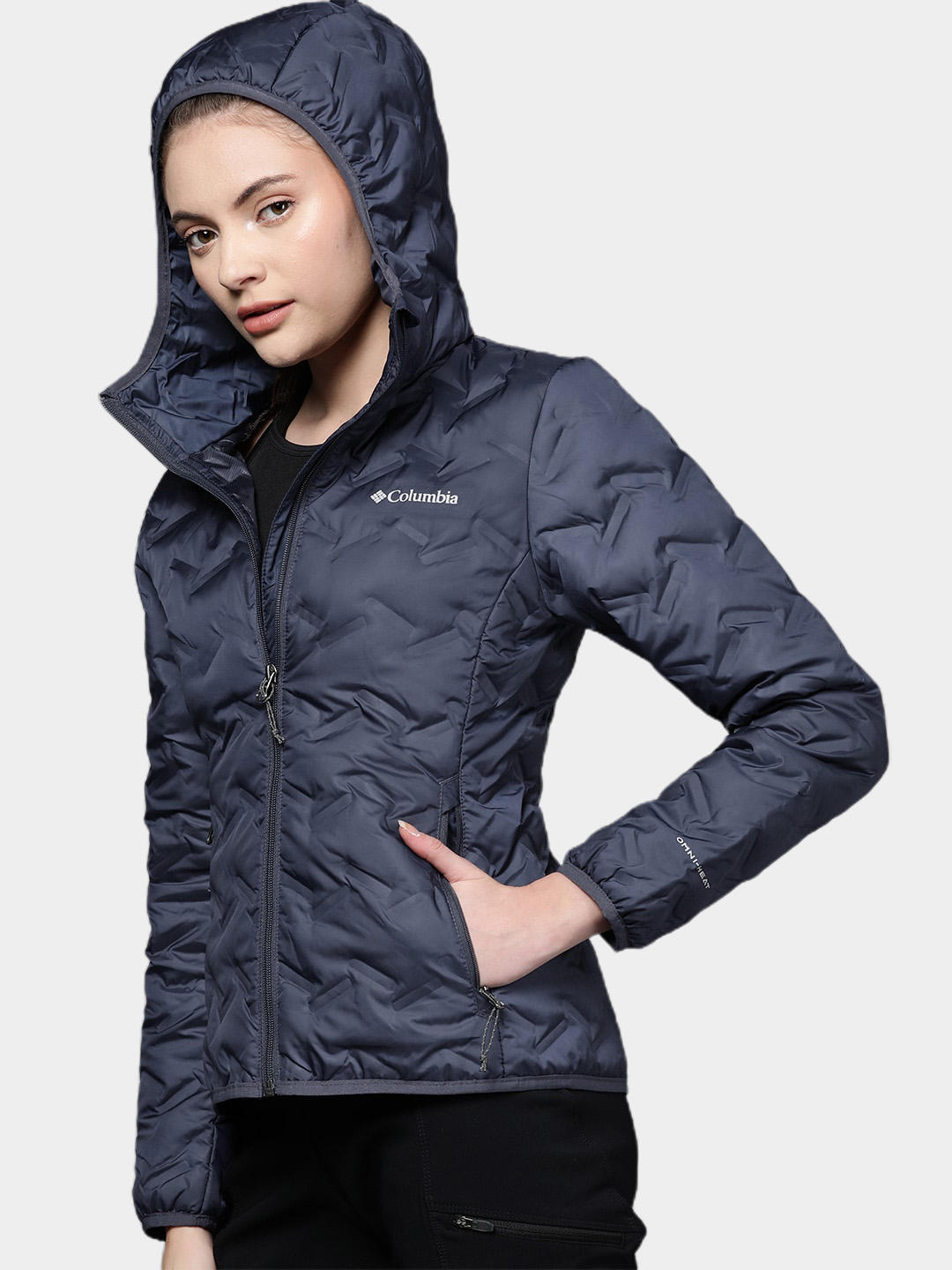 Columbia Women Blue Omni-Heat Reflective Delta Ridge Hooded Down Jacket