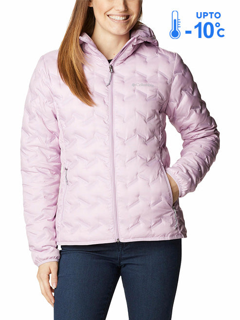 Columbia Women Purple Omni-Heat Reflective Delta Ridge Hooded Down Jacket