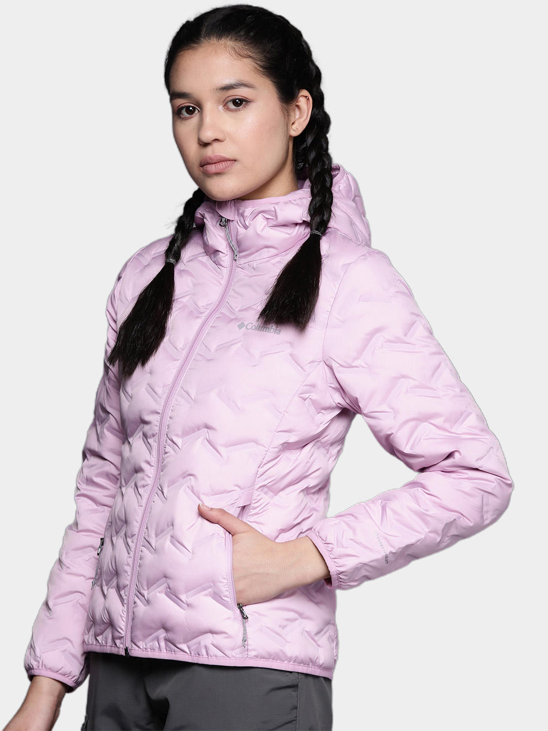 Columbia Women Purple Omni-Heat Reflective Delta Ridge Hooded Down Jacket
