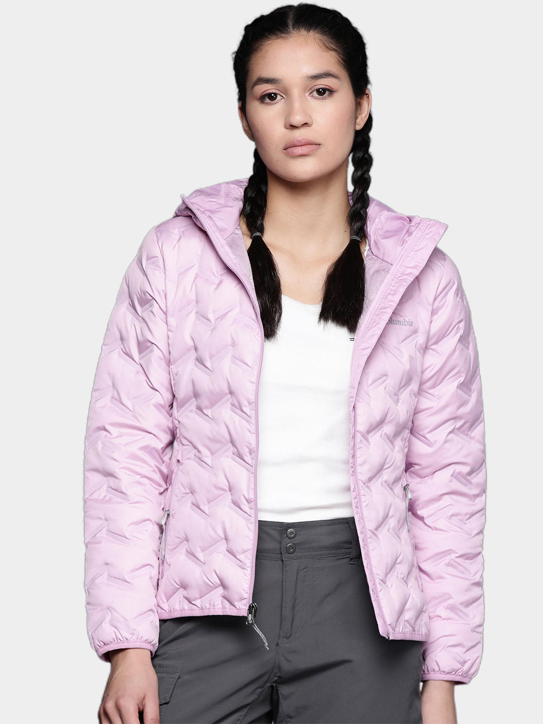 Columbia Women Purple Omni-Heat Reflective Delta Ridge Hooded Down Jacket