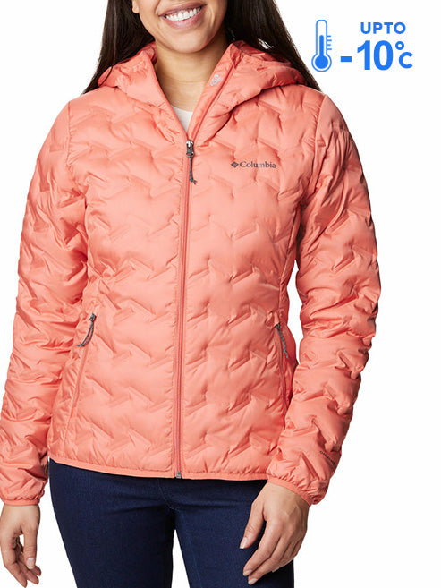 Columbia Women Orange Omni-Heat Reflective Delta Ridge Hooded Down Jacket