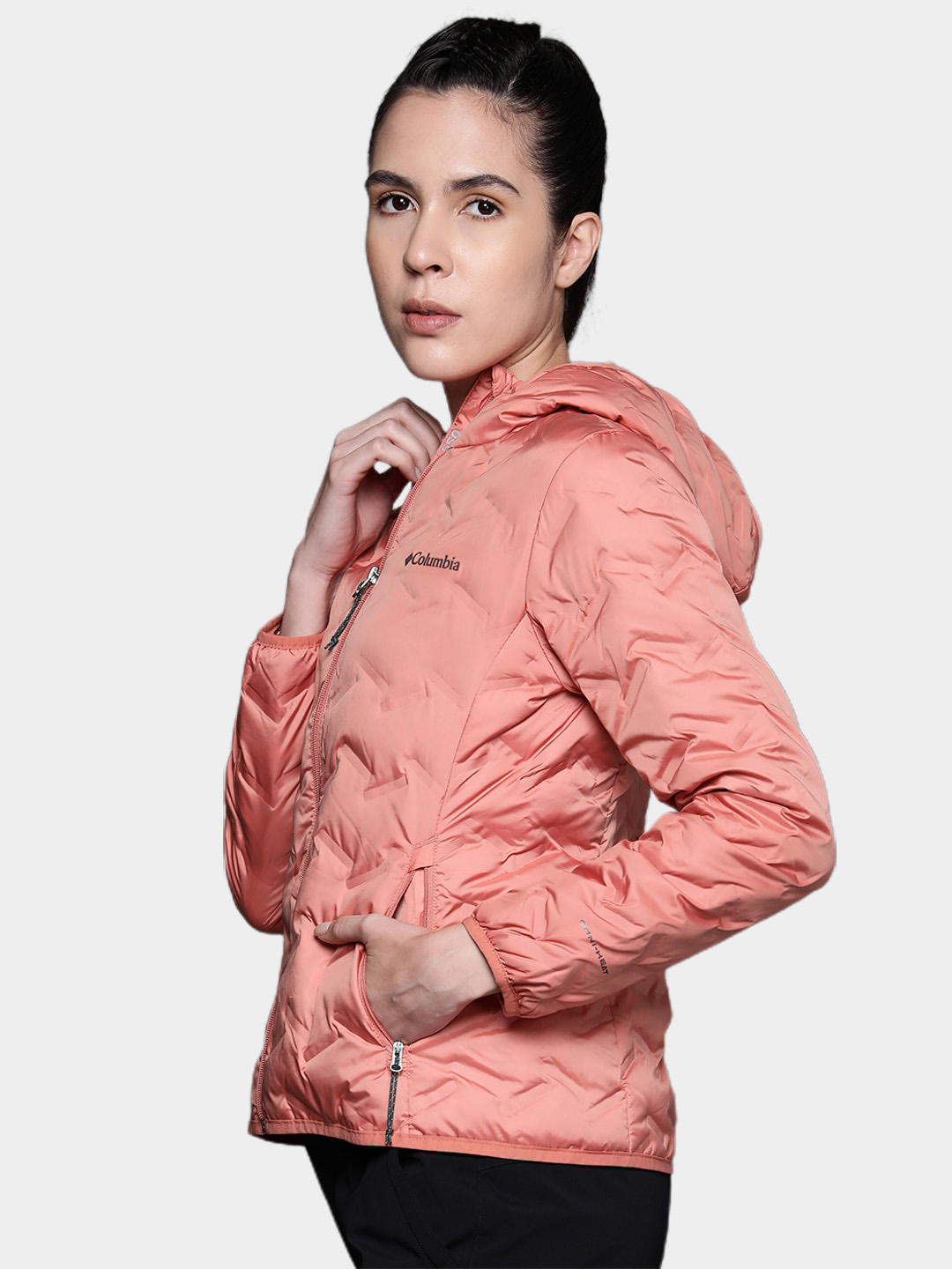 Columbia Women Peach Delta Ridge Down Hooded Jacket