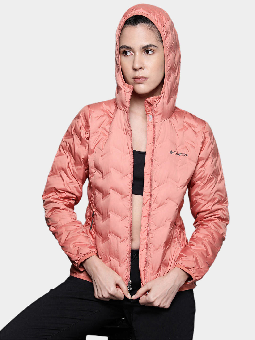 Columbia Women Peach Delta Ridge Down Hooded Jacket