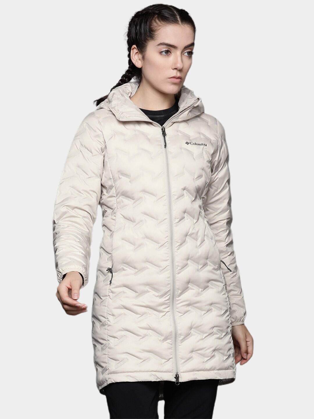 Columbia Women Beige Delta Ridge Long Down Jacket