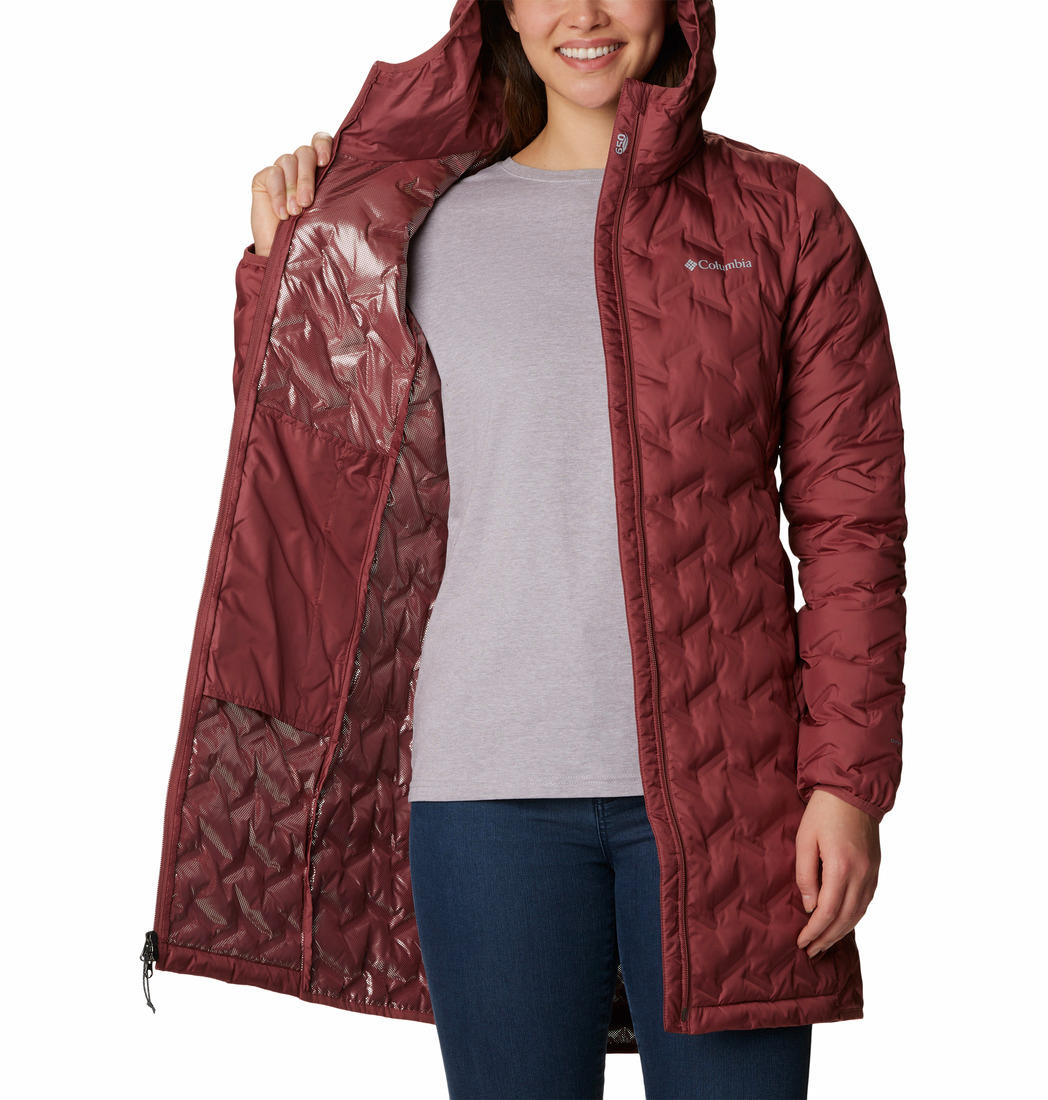 Columbia Women Red Delta Ridge Long Down Jacket