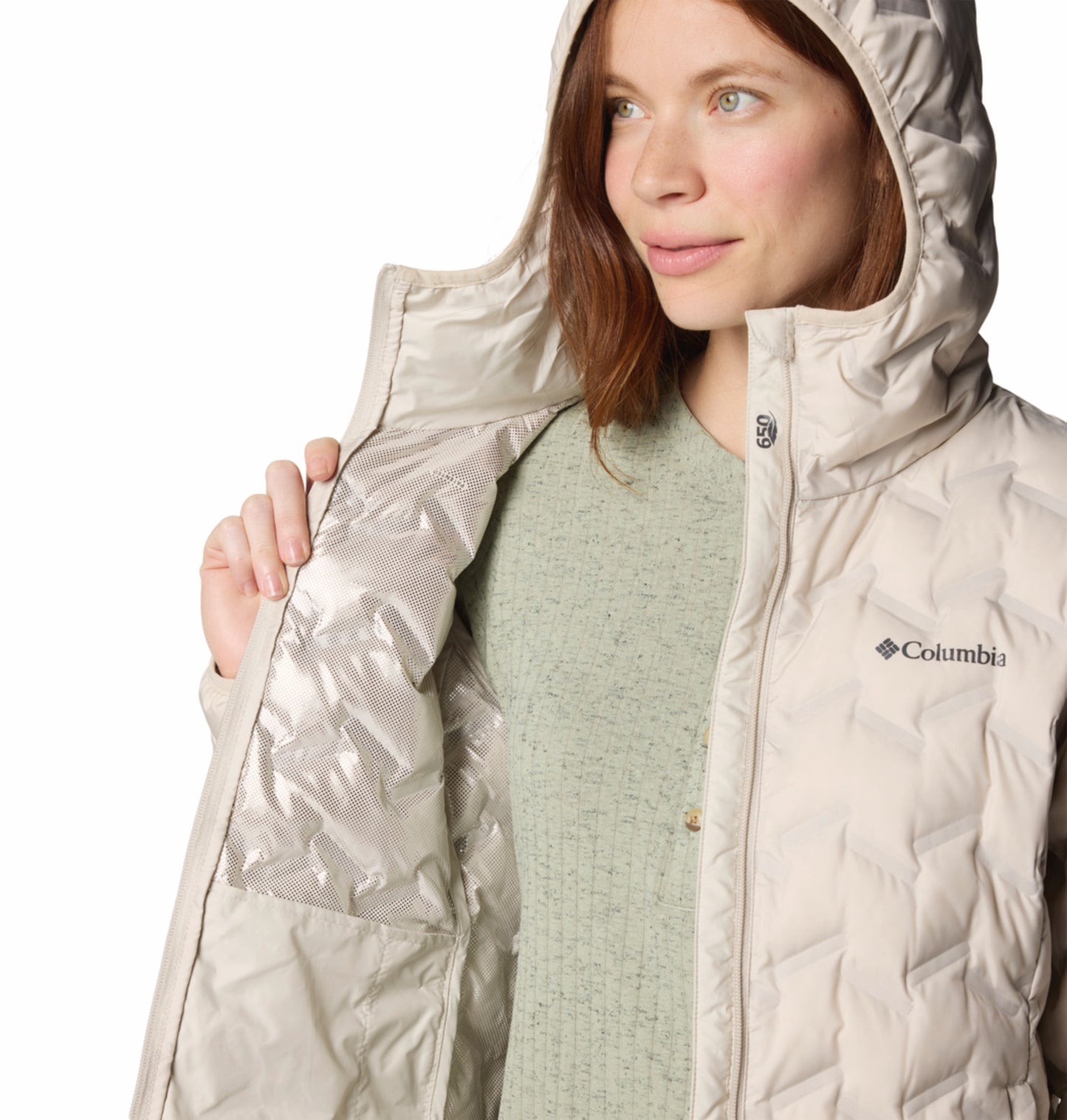 Columbia Women Beige HEAT SEAL Delta Ridge II Down Jacket