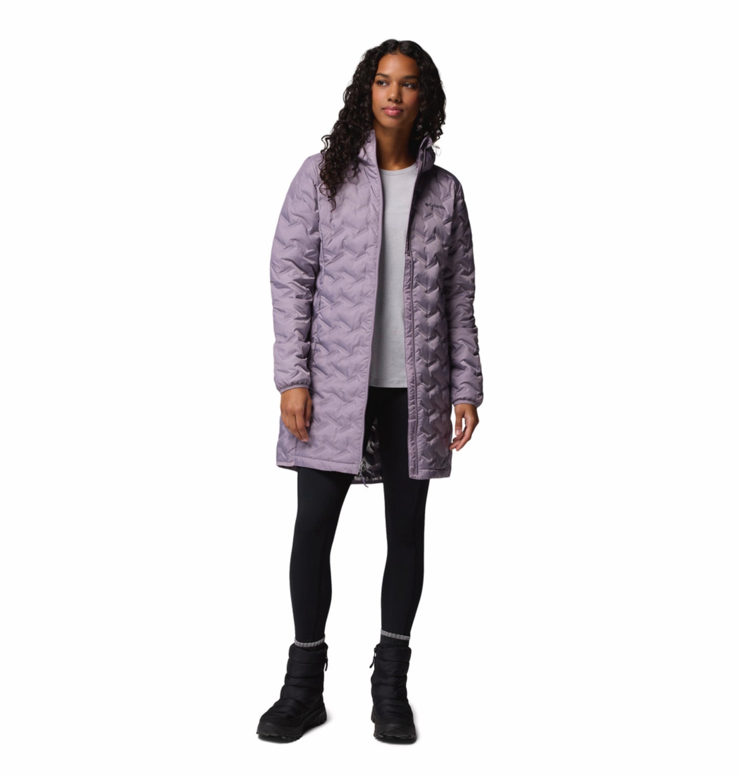Columbia Women Purple Omni-Heat Reflective Delta Ridge II Long Hooded Down Jacket