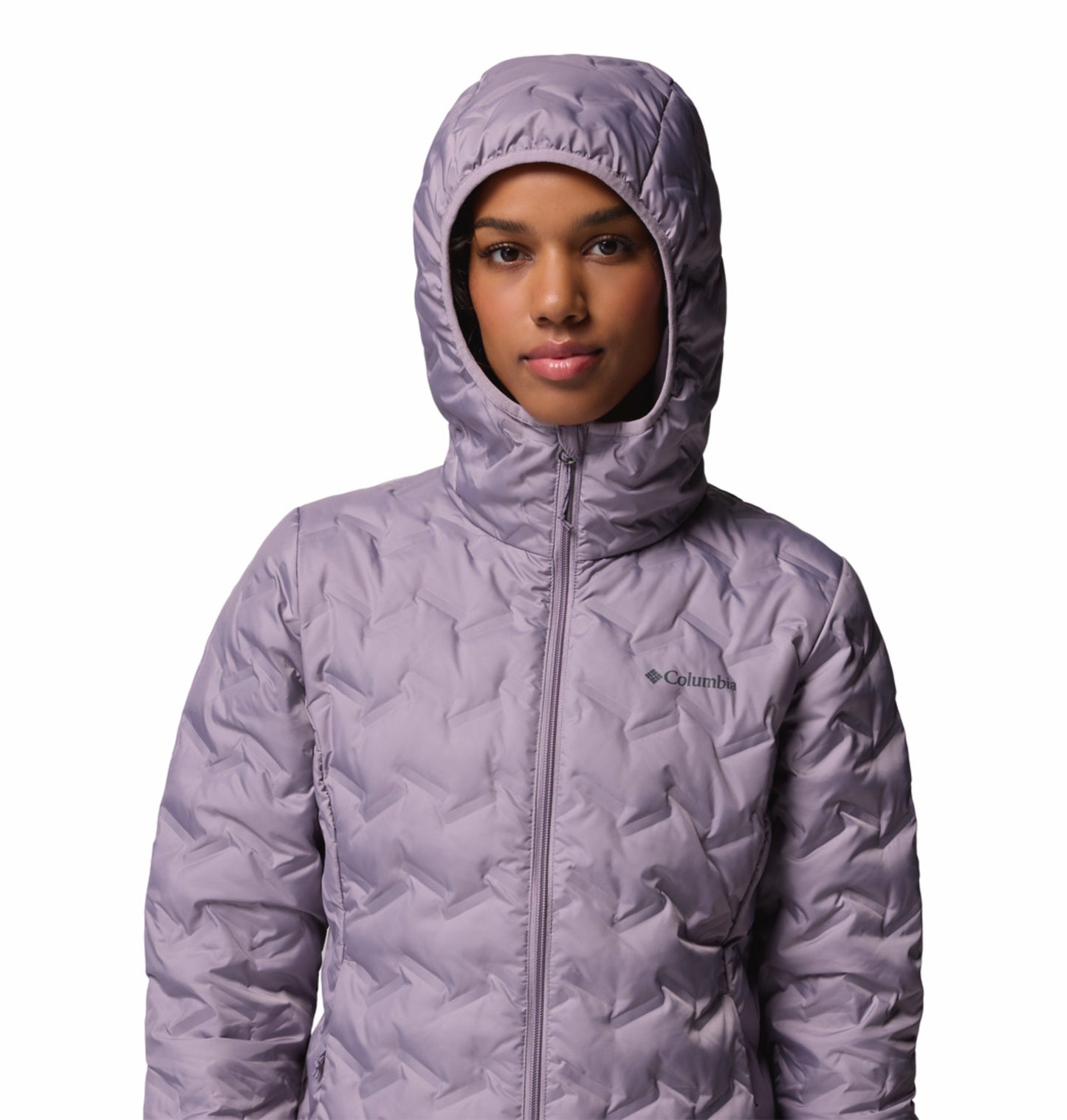 Columbia Women Purple Omni-Heat Reflective Delta Ridge II Long Hooded Down Jacket