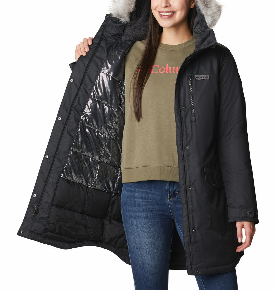 Columbia Women Black Suttle Mountain Long Insulated Jacket