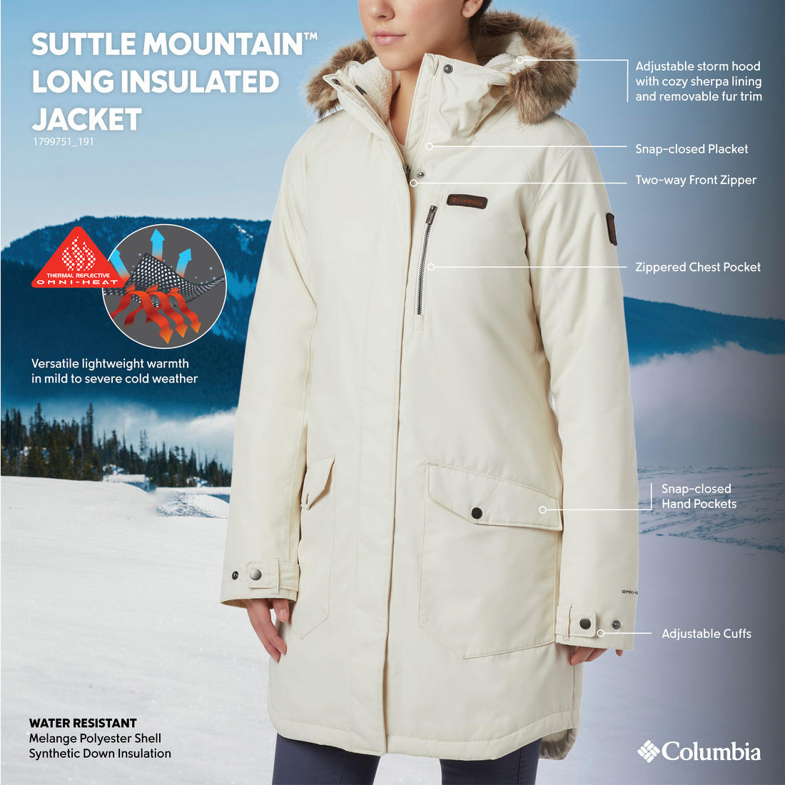 Columbia Women White Suttle Mountain Long Insulated Jacket