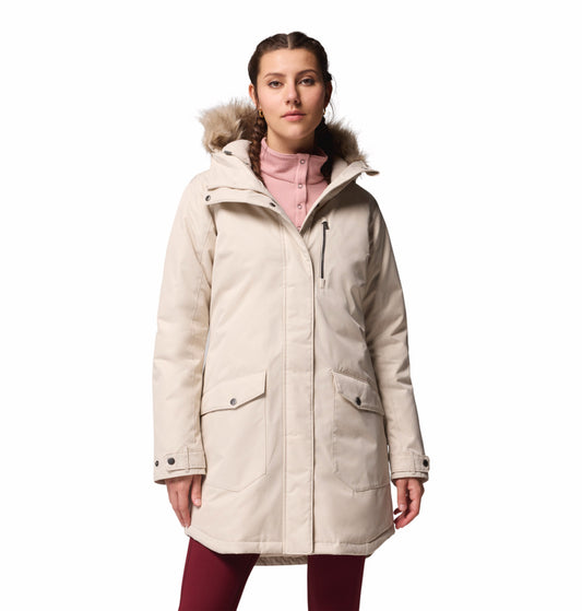 Columbia Women Brown Omni-Heat Reflective Suttle Mountain Long Hooded Down Jacket