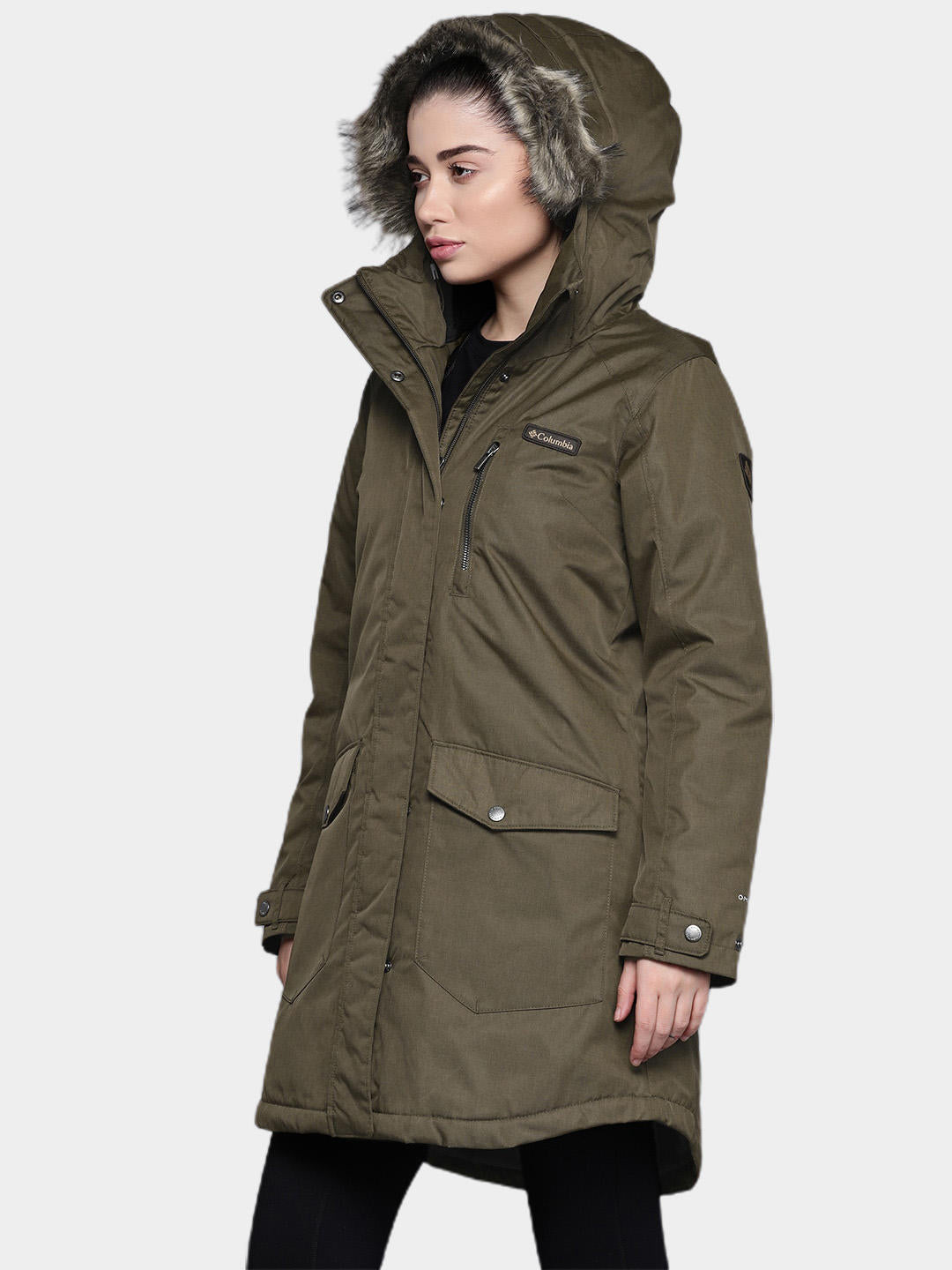 Columbia Women Olive Suttle Mountain Long Insulated Jacket XS