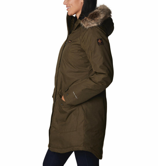 Columbia Women Olive Suttle Mountain Long Insulated Jacket