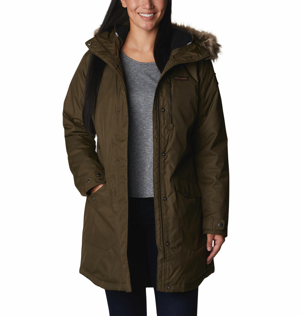Columbia Women Olive Suttle Mountain Long Insulated Jacket