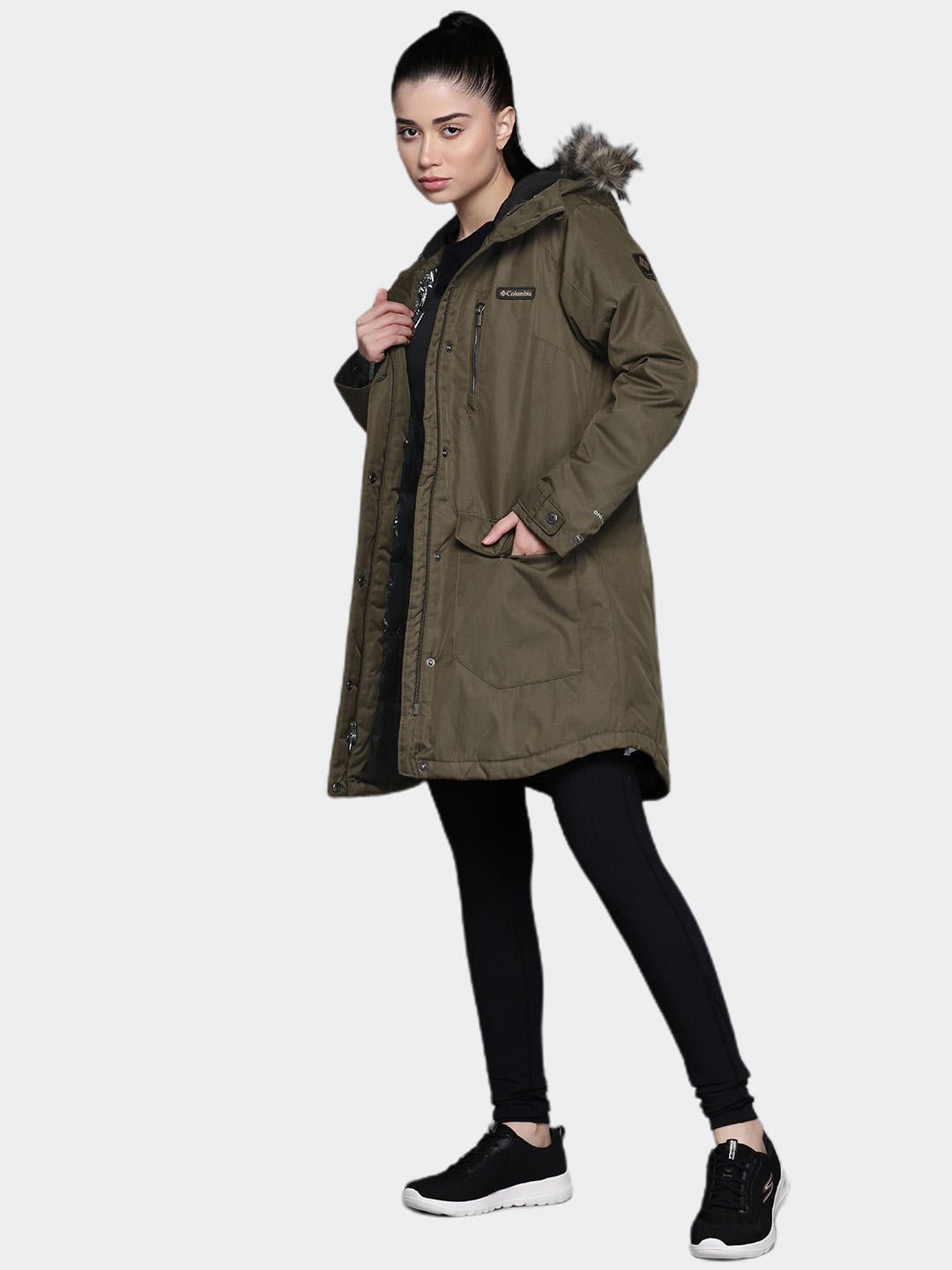 Columbia Women Olive Suttle Mountain Long Insulated Jacket