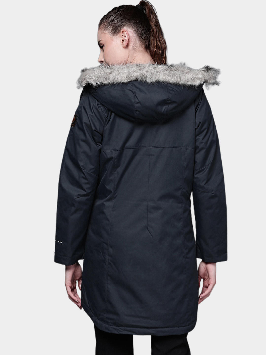 Columbia Women Navy Blue Suttle Mountain Long Insulated Jacket