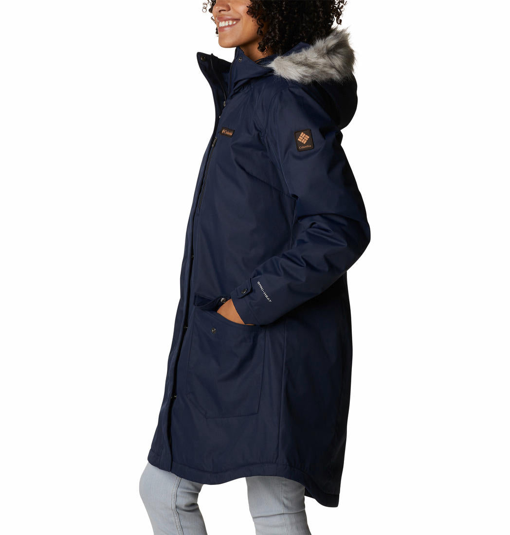Columbia Women Navy Blue Suttle Mountain Long Insulated Jacket