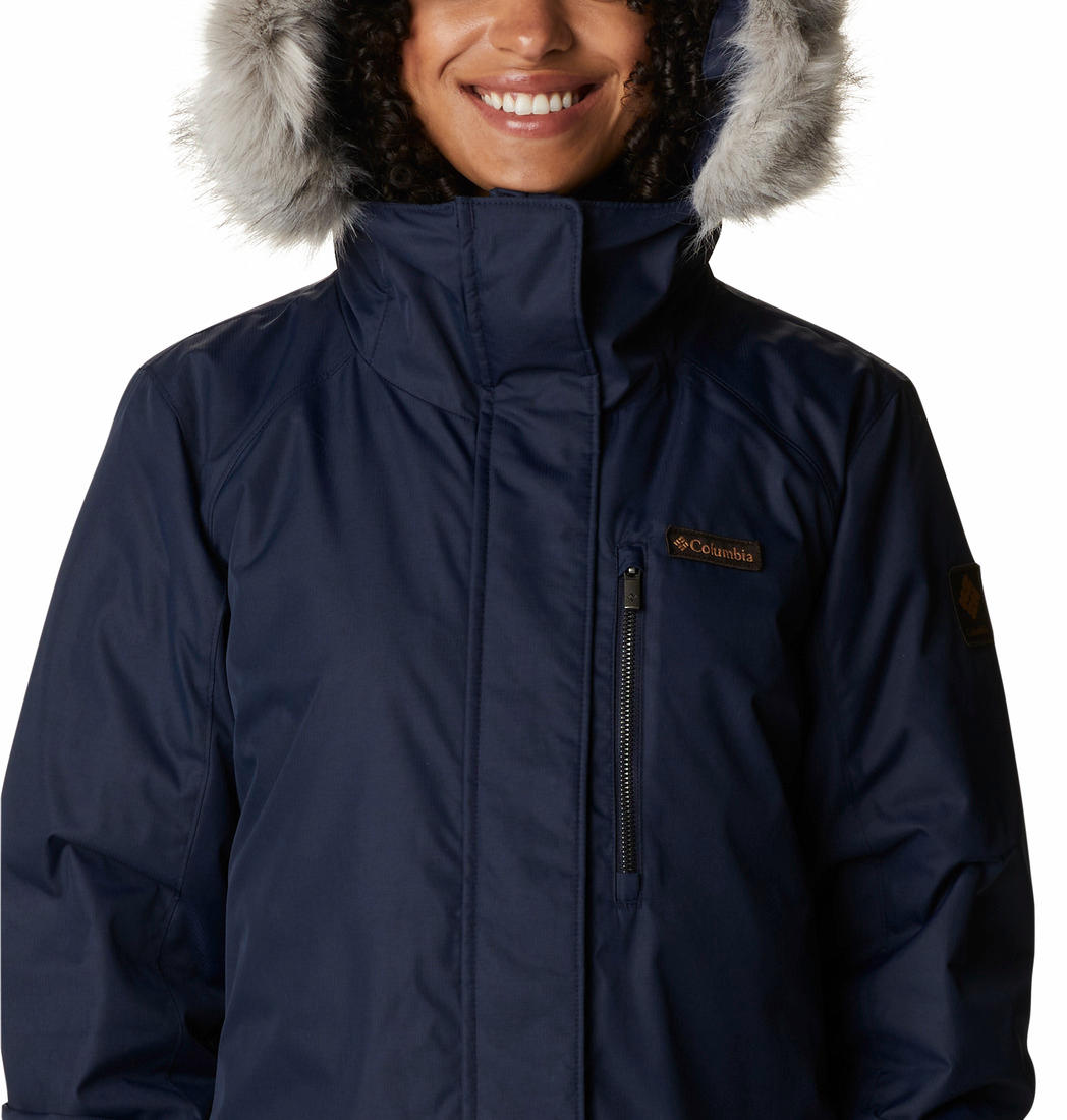 Columbia Women Navy Blue Suttle Mountain Long Insulated Jacket