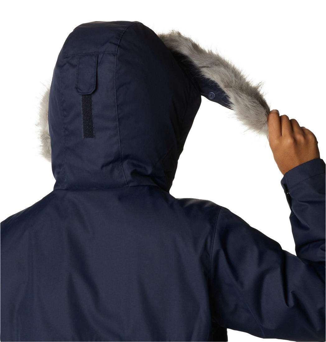 Columbia Women Navy Blue Suttle Mountain Long Insulated Jacket