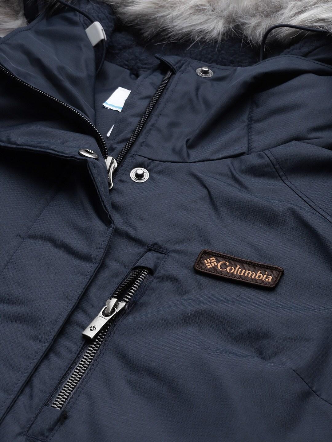 Columbia Women Navy Blue Suttle Mountain Long Insulated Jacket