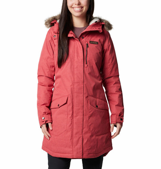 Columbia Womens Red Suttle Mountain Long Insulated Jacket