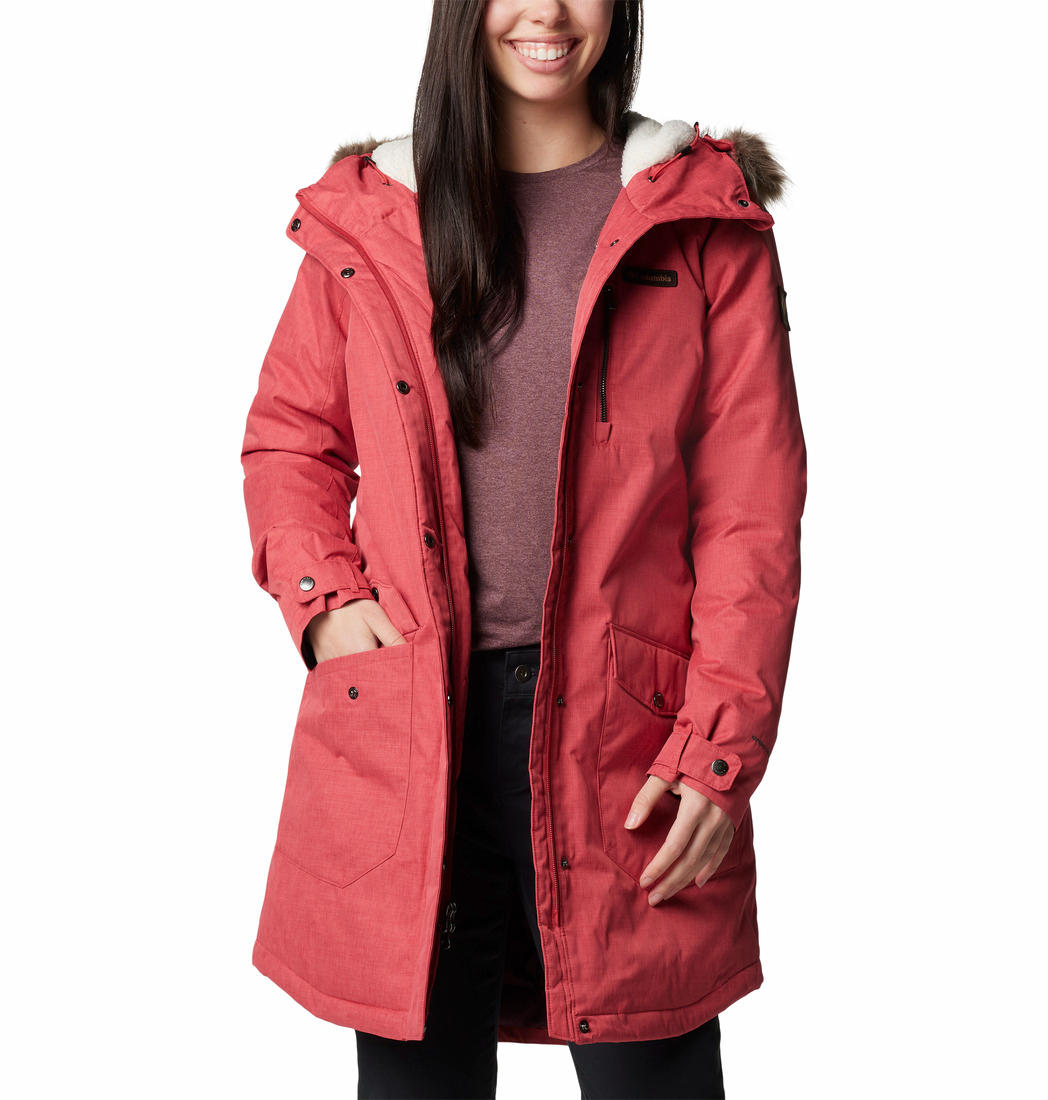 Columbia Womens Red Suttle Mountain Long Insulated Jacket