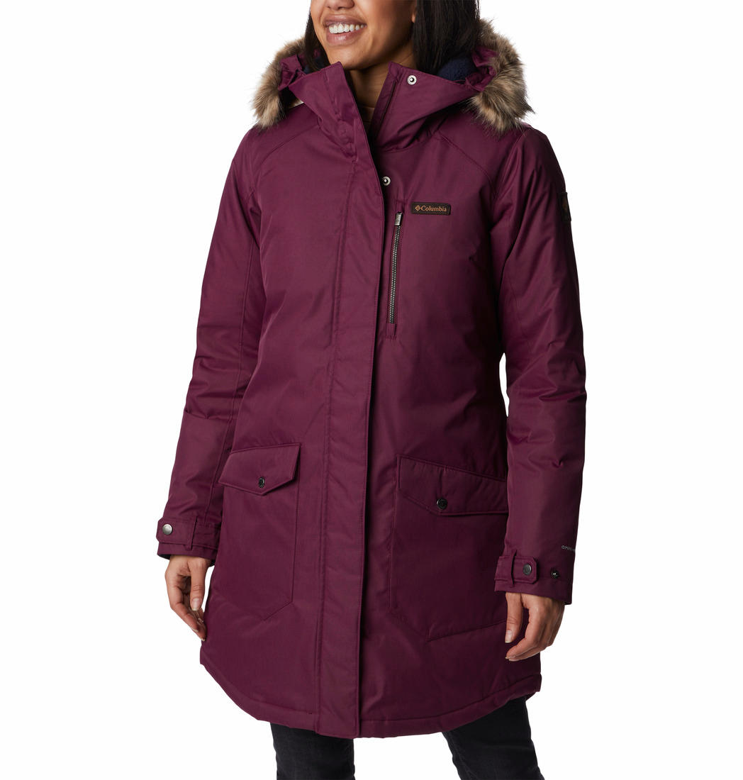 Columbia Women Maroon Suttle Mountain Long Insulated Jacket