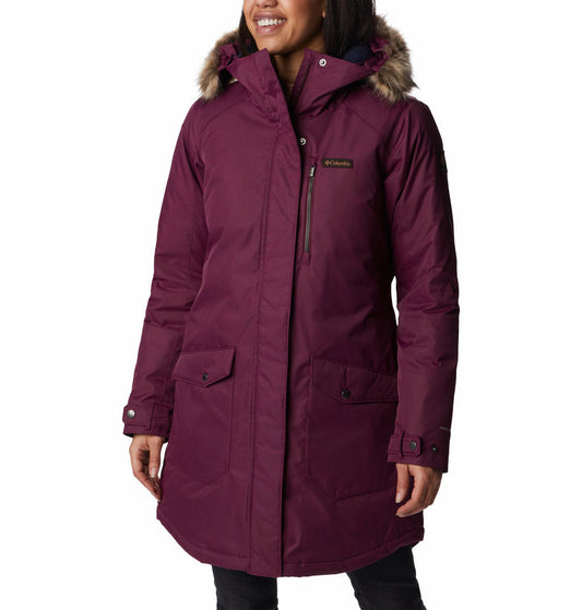 Columbia Women Maroon Suttle Mountain Long Insulated Jacket
