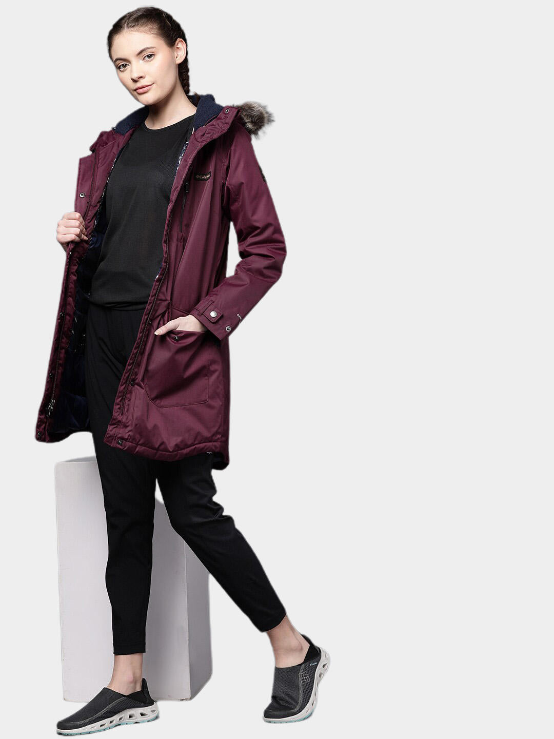 Columbia Women Maroon Suttle Mountain Long Insulated Jacket