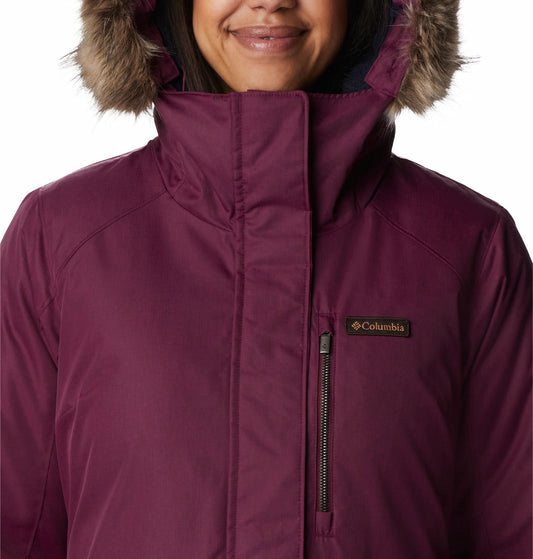 Columbia Women Maroon Suttle Mountain Long Insulated Jacket