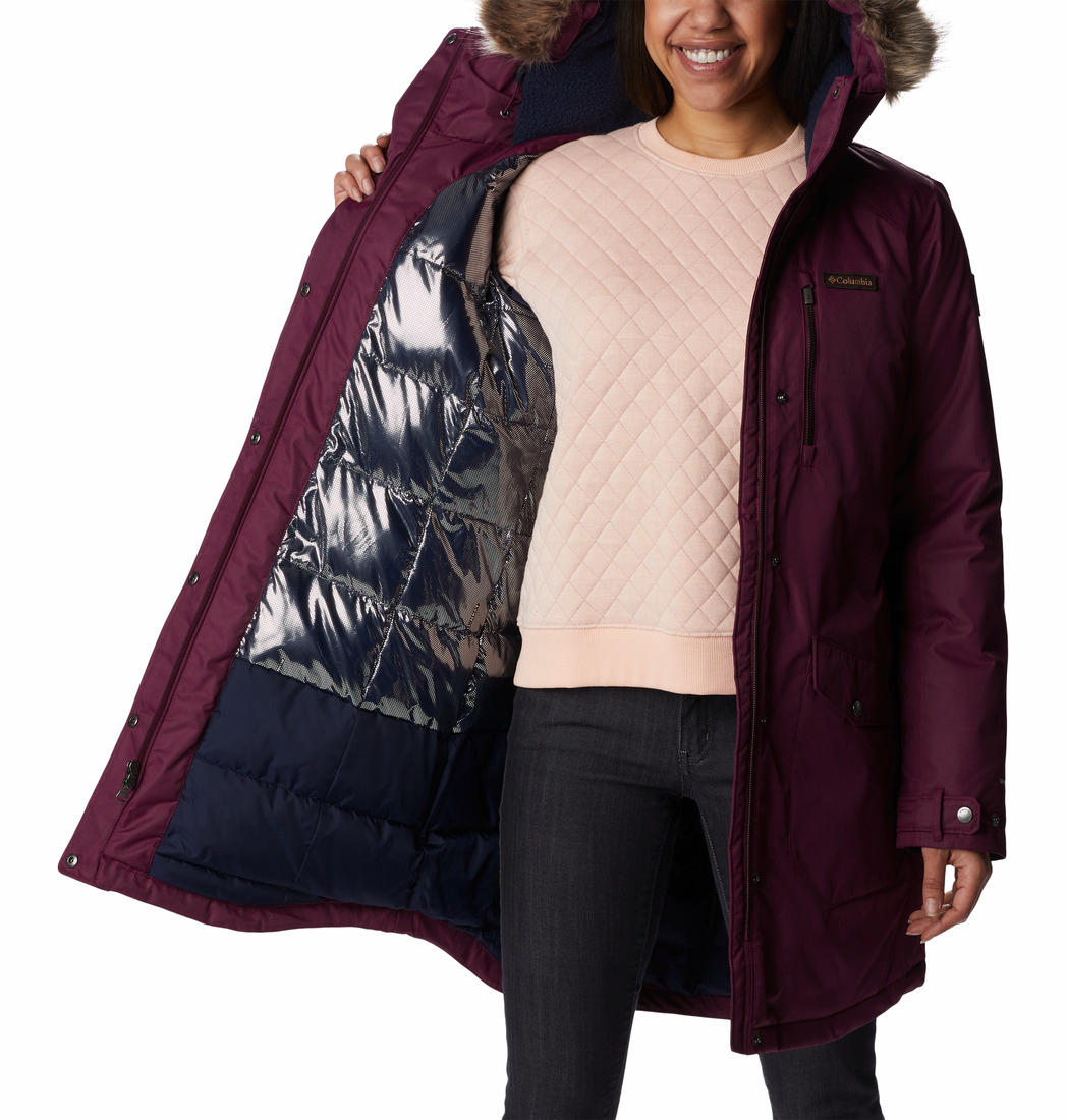 Columbia Women Maroon Suttle Mountain Long Insulated Jacket