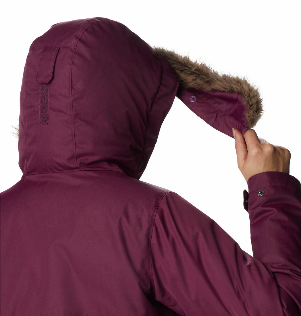 Columbia Women Maroon Suttle Mountain Long Insulated Jacket