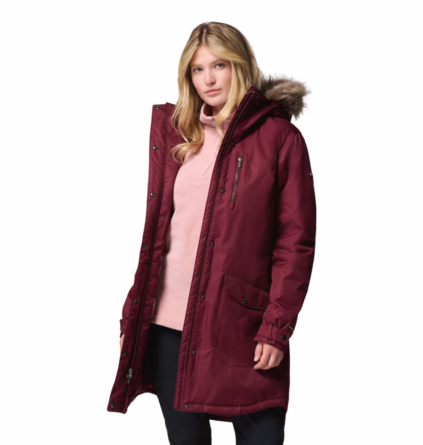Columbia Women Maroon OmniHeat Reflective Suttle Mountain Insulated Jacket