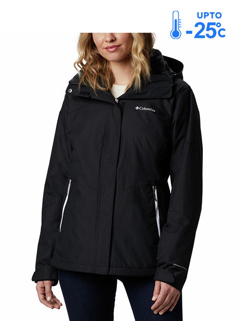 Columbia Women Black Omni-Heat Reflective Bugaboo II Fleece Hooded Interchange Jacket
