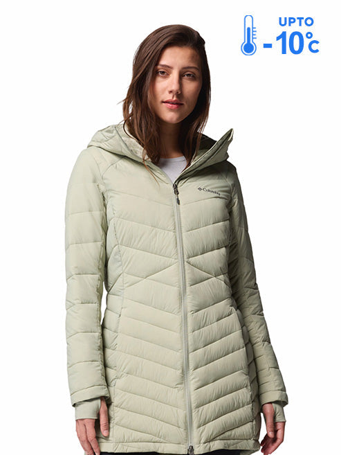 Columbia Women Green Omni-Heat Inifnity Joy Peak II Mid Hooded Down Jacket