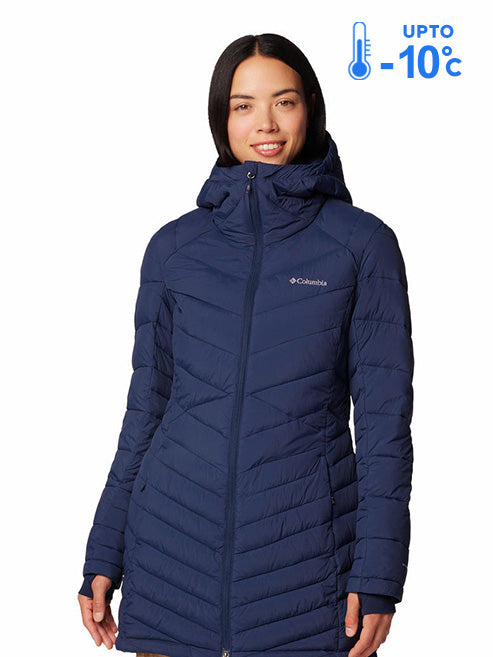 Columbia Women Navy Blue Omni-Heat Inifnity Joy Peak II Mid Hooded Down Jacket