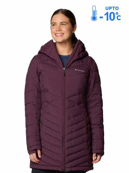 Columbia Women Red Omni-Heat Inifnity Joy Peak II Mid Hooded Down Jacket