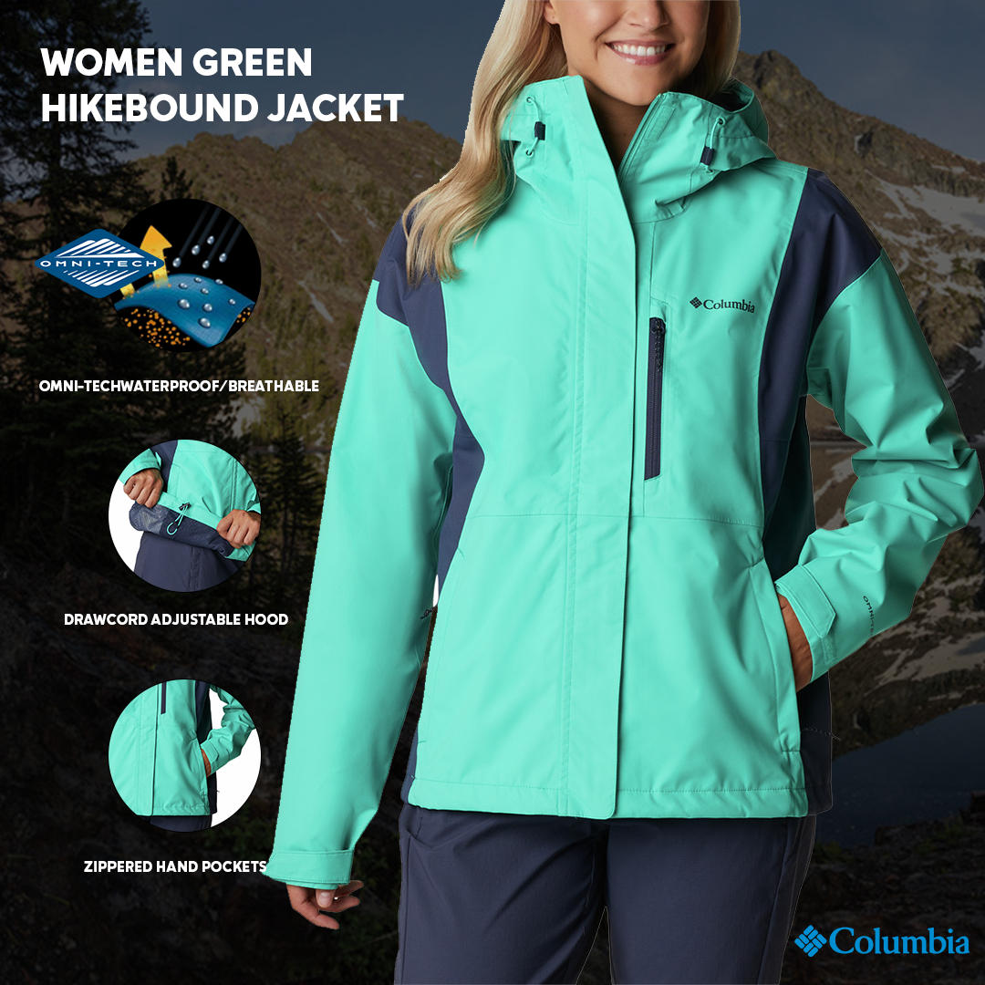 Columbia Women Green Hikebound Rain Jacket