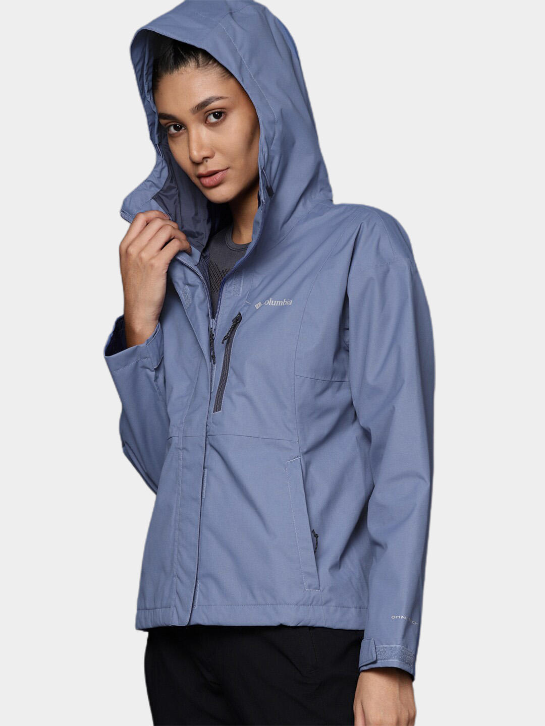 Columbia Women Blue Omni-Tech Hikebound Waterproof Rain Jacket