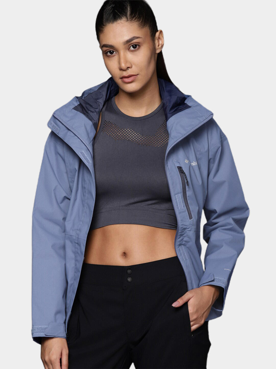 Columbia Women Blue Omni-Tech Hikebound Waterproof Rain Jacket