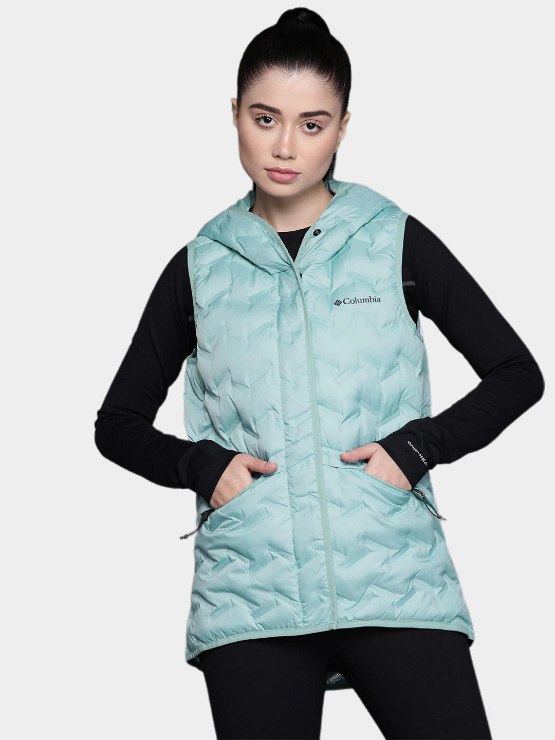 Columbia Women Blue Delta Ridge Hooded Vest